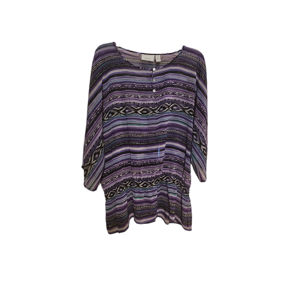 3 1/4 length since bottom sheer purple, black, turquoise shirt - Size 3 (Plus) -